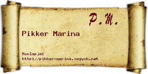 Pikker Marina névjegykártya